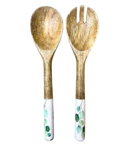 Cuchara para servir ensalada de diseño único, hecha a mano, con mango de madera y estampado, precio asequible, en oferta, juego de 2 piezas. - Product Image 4