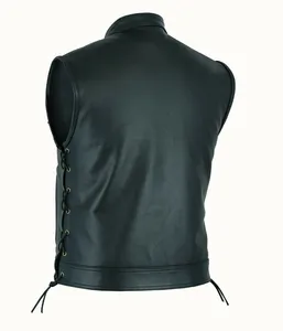 Gilet en cuir de motard style club Guruna pour homme, en cuir de vachette et patchwork denim, veste sans manches Anarchy Biker Z Industry, 220g - Product Image 3