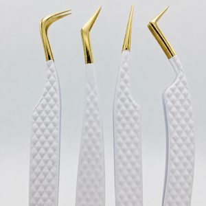 Custom Gold Stainless Steel <b>Eyebrow</b> Tweezers Set Slanted Tip White Grip Eco-Friendly Design Fashion Modern <b>Eyebrow</b> <b>Hair</b> <b>Removal</b> - Product Image 3