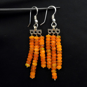 ต่างหูประดับโอปอลเอธิโอเปียสีส้ม เงินแท้ 925 และทอง - Product Image 4