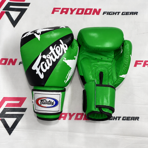 Gants de boxe Muay Thai Fairtex BGV1 Nation vert/noir, gants de kickboxing professionnels à fermeture auto-agrippante, gants MMA. - Product Image 1