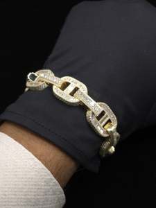 Custom 16mm Lab Grown Mariner <b>Bracelet</b> 925 <b>Silver</b> Baguette Diamond Iced Out Hip Hop Cuban Style Yellow Gold Factory Supply - Product Image 3