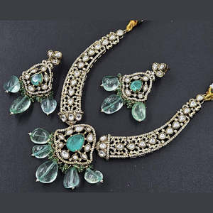 ชุดสร้อยคอหิน polki kundan ชุบทองโบราณเครื่องประดับเจ้าสาวสุดหรูดีไซน์เครื่องประดับชั้นดีแบบดั้งเดิม - Product Image 1