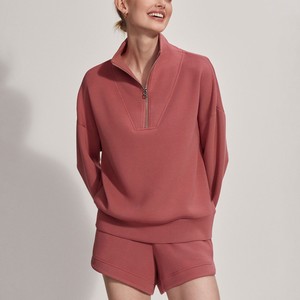 Sweat-shirts d'hiver surdimensionnés pour femmes, en molleton, à col montant, avec demi-fermeture éclair, personnalisables avec logo brodé, grandes tailles, vente en gros - Product Image 1