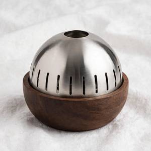Brûleur d'encens Bakhoor en bois brossé argenté avec fentes, bol à charbon Mubakhara, support d'Oud arabe du Moyen-Orient, décoration d'intérieur - Product Image 1