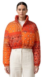 Chaqueta Acolchada Impermeable y Cortavientos para Mujer, Color Naranja, con Cuello Alto, Cierre de Cremallera, Manga Larga, Largo Regular, para Invierno - Product Image 2