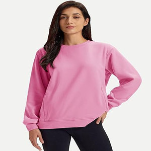 Women's Eco-Friendly Waterproof Sweatshirts Fleece Lined Crewneck Cotton/Bamboo Fiber Casual <b>Winter</b> Warm <b>Tops</b> with Zip Pockets - Product Image 3