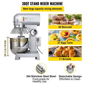 110V Commercial Food Mixer 3 velocità regolabili 105/180/408 RPM Heavy Duty acciaio inossidabile ciotola ganci per impastare frullini panetterie - Product Image 3