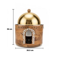 Plat de service chauffant décoratif en acier inoxydable doré avec dôme, capacité 3L, pour buffet, base à bougie, chauffage à la vapeur