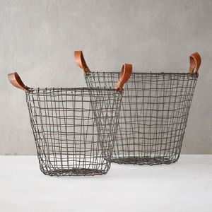Metal <b>Wire</b> <b>Hanging</b> <b>Basket</b> Bowl Shape With Handle For Fruit Storage Rustic Design - Product Image 3