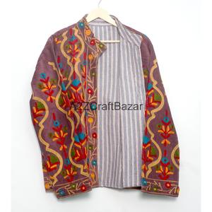 Veste matelassée en coton indien brodé pour femme, automne/hiver, écologique, respirante, séchage rapide, manches longues, longueur normale - Product Image 6