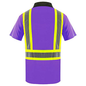 Polo de sécurité unisexe à manches courtes en polyester fluorescent à séchage rapide, haute visibilité, réfléchissant, protection anti-chaleur, anti-rayonnement, anti-feu - Product Image 2