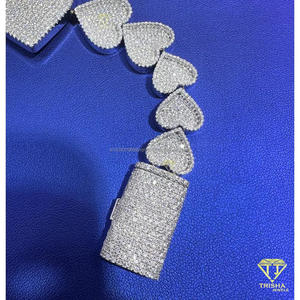Pulsera de Lujo con Eslabones de Corazón y Moissanita, con Piedras de Color D VVS, Completamente Cubierta de Diamantes, Joyería de Diseño Romántico para Hombre - Product Image 6