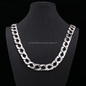 Chaîne cubaine géométrique en argent sterling 925 avec diamants Moissanite, collier Hip Hop de luxe pour hommes - Product Image 1