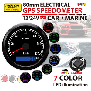 Nuevo Velocímetro GSP de 80 mm, 120 km/h, Odómetro LED de 7 Colores, Negro, 12V 24V, Sensor para Auto y Marino - Product Image 2