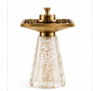 Brûleur d'encens en métal doré de luxe, base aspect cristal, écologique, pour usage religieux, porte-encens indien pour la maison et l'hôtel - Product Image 2