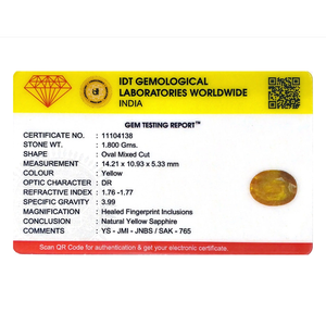 9 Carat Oval Cut Yellow Sapphire Loose Gemstone for Fine Jewelry - Product Image 4