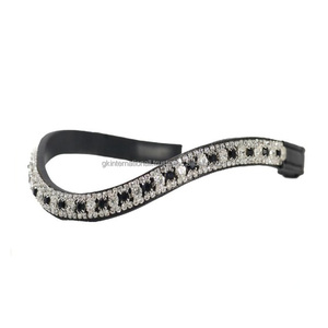 Bride en cuir faite à la main vêtements de cheval cristaux cheval sourcil bande en vrac fabricant indien fournisseur anglais cuir fantaisie sourcil bande - Product Image 4