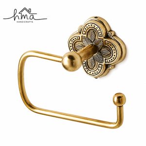 Polished Golden Brass Wall <b>Mounted</b> Toilet Paper Holder <b>with</b> Rectangular <b>Frame</b> and Round Decorative Back Plate Design - Product Image 5