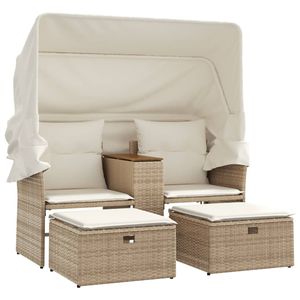 Sofá de Jardín de Ratán Sintético Color Beige con Fundas Extraíbles Estándar - Product Image 2
