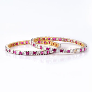 RAY FINE ORNATES 22K Gold Plated <b>Ruby</b> Wedding Bangle Pair Traditional Indian Bridal Bangles Ethnic Kada Bridal Jewelry IGI - Product Image 2