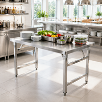 Table de travail pliante en acier inoxydable de qualité commerciale, table de préparation de cuisine robuste avec pieds réglables pour restaurant