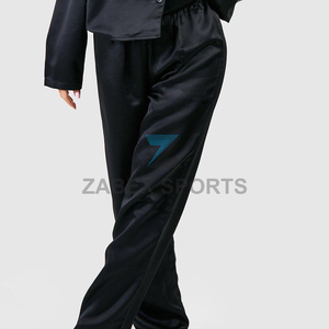 Ensemble de pyjama 2 pièces en satin polyester/coton pour femme avec cordon de serrage – Confortable et sexy – Fournisseur OEM - Product Image 5