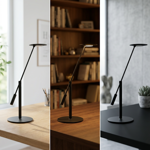 Minimalist Adjustable Metal Table Lamp <b>Black</b> Round <b>Shade</b> LED 3000K Warm White E27 AC 220V Living Room <b>Lighting</b> - Product Image 3