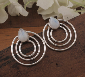 Boucles d'oreilles pendantes vintage en argent sterling plaqué or rose avec pierres précieuses arc-en-ciel naturelles, bijoux colorés faits à la main pour mariage - Product Image 1