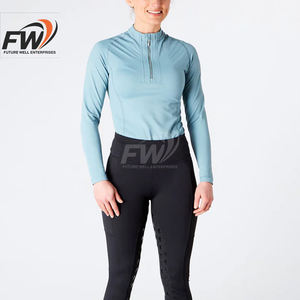 Chemise de base pour l'équitation pour femmes, OEM, haute qualité, respirante, séchage rapide, couleur unie, logo personnalisé avec impression, sur mesure. - Product Image 3