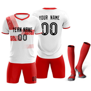ชุดยูนิฟอร์มฟุตบอลแบบซับลิเมชั่นสั่งทำพิเศษ เสื้อ กางเกง ถุงเท้า พร้อมชื่อทีม เบอร์ เลข โลโก้ รับผลิตแบบ OEM - Product Image 1