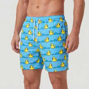 Shorts de Baño para Hombre con Estampado de Pato Amarillo, Secado Rápido, Cintura Elástica con Cordón, Traje de Baño Casual para Surf - Product Image 5