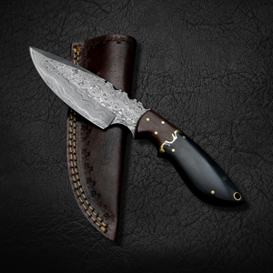 Handmade Damascus Steel Straight Clip Point Hunting <b>Camping</b> Skinner Knife Wood Handle 3mm Leather Sheath DIY OEM/OBM - Product Image 1