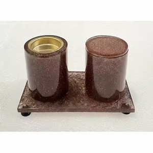 Portable Sandalwood and Epoxy Resin Incense <b>Burner</b> Square Shaped Modern Art Antique Style Handcrafted <b>for</b> Aromatic Use - Product Image 5