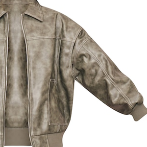Custom Washed Green Distressed Faux Leather Sorority Oversized <b>Longline</b> Jacket <b>Women</b> Wholesale Direct Factory Supplier Low MOQ - Product Image 3