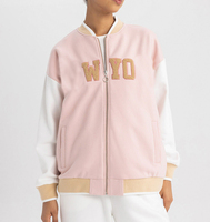 Blouson universitaire décontracté épais pour femme, personnalisé ODM, avec capuche, broderie extérieure, en polaire respirante et imperméable