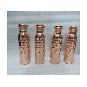 Botella de cobre ecológica hecha a mano elegante Ayurvédica Tamra Jal frasco grabado resistente a fugas bienestar plástico bebida - Product Image 4