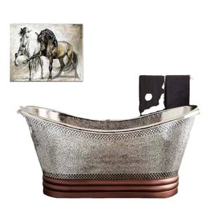 Bañera Ovalada de Cobre Independiente, Bañera de Metal para Baño en Casa o Spa - Product Image 4