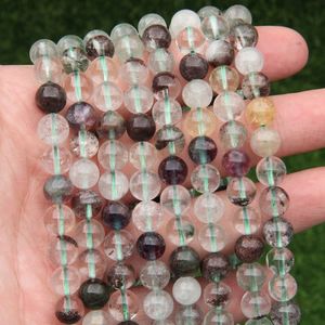 Perles de Quartz Phantom Authentiques 6mm 8mm 10mm, Perles Rondes en Cristal Naturel de Jardin, Pierres Précieuses Claires, Fourniture en Gros pour Bijoux - Product Image 1