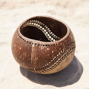 Coconut <b>tealight</b> holder <b>lantern</b> party wedding center piece natural coco shell candle holders - Product Image 1