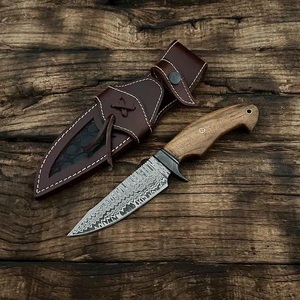 Couteau de chasse artisanal de qualité supérieure en acier Damas, couteau utilitaire de survie en plein air, couteau de camping, couteaux de chasse OEM, personnalisable, garantie de 3 ans - Product Image 6