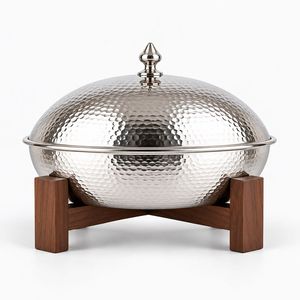 Cacerola Redonda de Madera Negra de Lujo con Tapa y Revestimiento de Acero Inoxidable, 24 cm de Diámetro, para Cocinas de Gas e Inducción - Product Image 2
