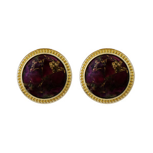 Boucles d'oreilles clous rondes en rubis naturel Mohave - Bijou solitaire bohème - Laiton plaqué or - Accessoires de mode - Cadeau - Product Image 5