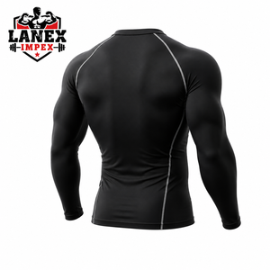 <b>Men</b> Long Sleeve <b>Compression</b> <b>Shirt</b> Quick Dry Athletic Base Layer | Gym Workout Running Training Fitness Stretch Sports Top Black - Product Image 3