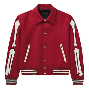 Blouson universitaire tendance en laine respirante et écologique, personnalisé avec patch brodé, style Letterman Baseball Bomber pour homme, streetwear - Product Image 1