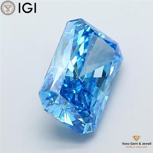 Diamante Cultivado en Laboratorio con Certificado IGI, 4.00 Quilates, Corte Radiante, Claridad VS2, Color Azul Intenso, Ideal para Joyería Fina - Product Image 3