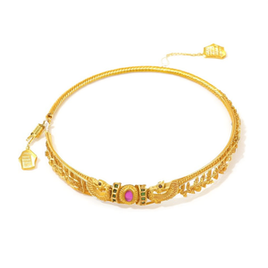 24K Gold Plated <b>Copper</b> Peacock <b>Bangles</b> Bracelet Set 2x6 - Product Image 1