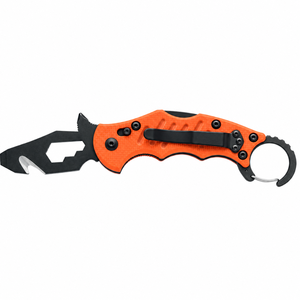 Couteaux de poche pliants orange et noirs avec poignée à anneau, lame utilitaire à crochet, clip de poche et poignée rainurée pour les tâches en extérieur X - Product Image 3