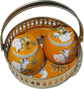 Artistic Metal Pichwai <b>Jar</b> with Tray Traditional Design Ethnic Style <b>Decorative</b> Storage <b>Jar</b> for Home Temple Decoration - Product Image 3