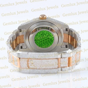 Probador de diamantes de calidad superior Dial árabe D VVS Totalmente helado Moissanite Diamond Rose Gold Two Tone Hip Hop Watch para hombres - Product Image 4